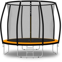 Baunsal® Trampolin Outdoor Ø 305 cm (FGIS) orange Komplettset Sprungmatte mit Netz und Leiter Gartentrampolin Outdoor Spielzeug Kinder Trampolin Kinder Outdoor Spielzeug Garten