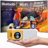 YOTON Mini Beamer, WiFi Bluetooth Projektor Full HD 1080P Unterstützt, Video Beamer Handy Kompatibel mit USB/HDMI/AV, Mini Projector für Handy iOS und Android/PC/PS4/PS5/Xbox Portable Projektor