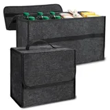 2 Stück Auto Kofferraum Organizer,Auto Organizer Toolbag,Faltbar Kofferraumtasche,Autotasche Kofferraumtasche aus Filz mit Klett Fixierung,Aufbewahrungsbox Autos für Auto-Werkzeugen (Klein+Groß)