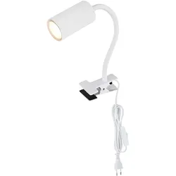 Schreibtischlampe klemmbar Schwanenhals Leselampe Bett Klemme Klemmleuchte Schreibtisch, Kunststoff Metall weiß, 1x GU10, LxBxH 29x10x41,5 cm