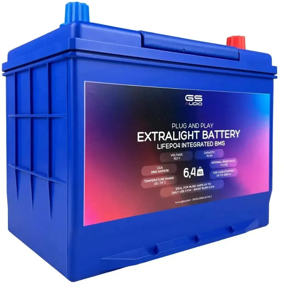 GS Audio LifePo4 13,2V Extra leggero 70Ah-LiFePO4 Litio