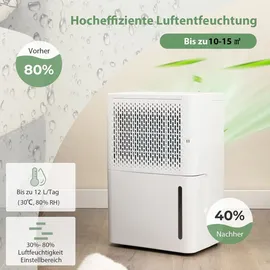 Costway Luftentfeuchter 12L/Tag 24H Timer, Raumentfeuchter 2,2L Wassertank Dehumidifier Haushaltsentfeuchter leise für Räume bis zu 15 m2