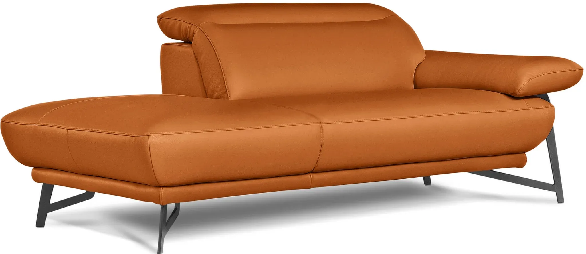 Ottomane EGOITALIANO "Anais, Designsofa mit hohem Sitzkomfort, Designfuß", orange, B:179cm H:74cm T:106cm, LEDER -Artikel BULL u2013 Kat. B: Der Artikel BULL ist ein geschliffenes, pigmentiertes und behandeltes Rindsleder mit einer Dicke von 1, 3-1, 5 mm. Dieses Leder zeigt eine ziemlich weiche Hand mit einem halb undurchsichtigen Aussehen. Es handelt sich um ein geschütztes Leder. Eine leichte Deckschicht schützt sie vor Flecken, ohne ihre ursprünglichen Eigenschaften zu verändern. Die geschützten Leder kombinieren die Vorteile von Natürlichkeit und Weichheit mit einer guten Beständigkeit gegen Verschleiß und Ausbleichen. Das Vorhandensein der charakteristischen Zeichen, die das Leben des Tieres bestimmen, wie Narben, Körnungsunterschiede, Falten, Adern, Disharmonien in Farbtönen, beweisen ihre absolute Echtheit und großen Wert. -Artikel CAREZZA - Kat. C: Der Artikel CAREZZA ist ein halbnarbiges Naturleder mit einer Dicke von 1, 2-1, 4 mm. Es hat eine weiche und wachsartige Hand mit halb undurchsichtigem Aussehen. CAREZZA ist ein Naturleder, das die ursprünglichen Eigenschaften der Mäntel nicht verändert. Das Vorhandensein von verheilten Narben, Körnungsunterschiede, Falten, Adern, Unterschiede in den Farbtönen und andere Spuren, die die Natur auf diesen Fellen hinterlassen hat, sind ein Beweis für die absolute Echtheit und das Zeugnis ihres großen Wertes. -Artikel NUVOLE - Kat. C: Bei dem Artikel NUVOLE handelt es sich um ein halbnatürliches, halbnarbiges Rindsleder mit einer natürlichen Körnung von 1, 2 bis 1, 4 mm. NUVOLE hat eine weiche, wachsartige Hand mit mattem Aussehen und einem Wolkeneffekt. Es geht um ein Naturleder, das die ursprünglichen Eigenschaften der Lederhäute nicht verändert. Das Vorhandensein von verheilten Narben, Körnungsunterschiede, Falten, Adern, Unterschiede in den Farbtönen und andere Spuren, die die Natur auf diesen Fellen hinterlassen hat, sind ein Beweis für die absolute Echtheit und das Zeugnis ihres großen Wertes. -Artikel BACIO - Kat. C: Der Artikel BACIO ist ein halbnarbiges Naturleder mit einer Dicke von 1, 6-1, 8 mm. BACIO hat eine weiche und wachsartige Hand mit halb undurchsichtigem Aussehen. Es handelt sich um ein Naturleder, das die ursprünglichen Eigenschaften der Lederhäute nicht verändert. Das Vorhandensein von verheilten Narben, Körnungsunterschiede, Falten, Adern, Unterschiede in den Farbtönen und andere Spuren, die die Natur auf diesen Fellen hinterlassen hat, sind ein Beweis für die absolute Echtheit und das Zeugnis ihres großen Wertes. MIKROFASER -CASHMERE CASHMERE ist ein neues technisches Gewebe mit einem visuellen und taktilen Aspekt, der dem Nubuk sehr nahe kommt, mit innovativen Eigenschaften. Seine außerordentliche Weichheit kommt von einem exklusiven Produktionsprozess, der Unreinheiten und Unregelmäßigkeiten beseitigt. Das Ergebnis ist eine bemerkenswert samtige Faser, die durch das Vorhandensein von Körnern verstärkt wird. Von der einfarbigen Eleganz der warmen Farben und der Vielfalt an trendigen Farben, die es zu seiner eigenen Stärke und Persönlichkeit machen. 100% Polyester., Sofas, Solitärmöbel als Blickfang, inkl. verstellbarer Kopfstützen