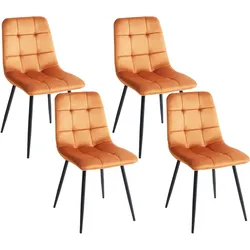 Esszimmerstuhl 4er Set POWELL Samtstoff Orange