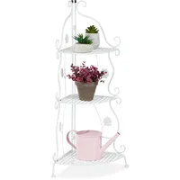 Relaxdays Blumenregal Metall, 3-stufiges Pflanzenregal, HxBxT: 82,5 x 31
