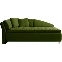 Alina Schlafsofa "Lindsay", grün (olivgrün tsv 23), B:223cm H:80cm T:112cm, Samtstoff TSV (100% Polyester), Sofas, Schlafsofa, Bettkasten, Zierkissen-Set aus: 2 Stk. 40x40cm, 1 Stk. 30x30cm