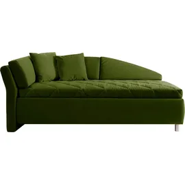 Alina Schlafsofa "Lindsay", grün (olivgrün tsv 23), B:223cm H:80cm T:112cm, Samtstoff TSV (100% Polyester), Sofas, Schlafsofa, Bettkasten, Zierkissen-Set aus: 2 Stk. 40x40cm, 1 Stk. 30x30cm