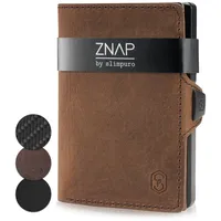 ZNAP® Slim Wallet Kreditkartenetui | Geldbörse Herren | Kartenhalter Geldbeutel Herren | Kartenetui Herren Geldbeutel | Herren Portemonnaie mit RFID Schutz | 12 Karten| Braun