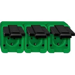 Merten 229377 SCHUKO-Dreifach-Steckdose, grün, Agrar
