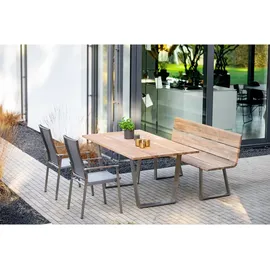 Niehoff Noah Gartentisch 160-260 x 95 x 76 cm Teak gebürstet/silber