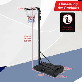 Costway Basketballkorb 260-305 cm Schwarz