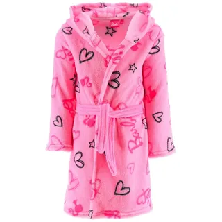 Barbie Kinderbademantel Kinder Mädchen Bademantel Morgenmantel Kapuze mit Ohren und Schleife rosa 116