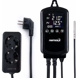 Nemaxx NEMAXX® NTP16 Steckdosenthermostat 230V (3000W/16A) mit NTC-Fühler 2m, Heiz-/Kühlmodus, Wochenprogramm, 2 Steckdosen