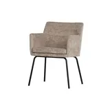 Esszimmerstuhl Kam aus grobem Samt, modern, Sand, gepolstert, Metallgestell, bequem