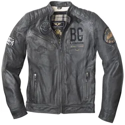 Black-Cafe London Rocka Motorrad Lederjacke, schwarz, Größe 52 für Männer