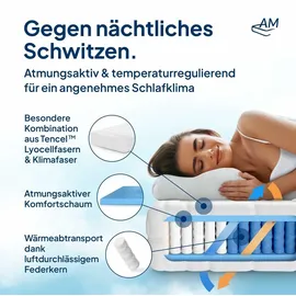 AM Qualitätsmatratzen 1000 Federn 7-Zonen 150 x 190 cm H3