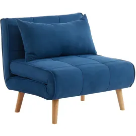 vente-unique Schlafsessel CHILA Polyester 90 x 83 x 82 cm Blau mit Kissen