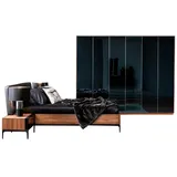 Xlmoebel Schlafzimmer-Set Vollständiges Schlafzimmermöbelset mit Bett, Nachttischen, (4-tlg., Bett / 2x Nachttische / Kleiderschrank), Hergestellt in Europa braun|schwarz