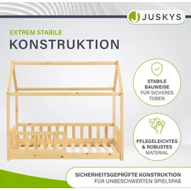 Juskys Kinderbett Marli 80 x 160 cm Kiefer massiv natur beige
