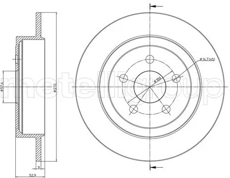 METELLI Bremsscheibe 231107c voll 270mm 9mm für Chrysler