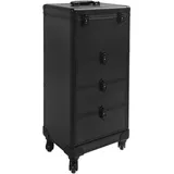 Make Up Koffer Friseurkoffer Kosmetikkoffer Mobil Kosmetik Koffer Friseur Zubehör Beautycase Kosmetikkoffer Groß für Make Up Artist Reise Kosmetika Aufbewahrung mit 3 Schubladen (B, Schwarz)