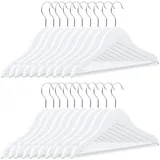 Relaxdays 80 x Kinderkleiderbügel, Holz, Weiß,Silber