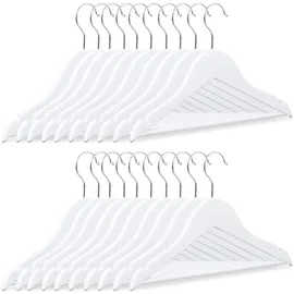 Relaxdays 80 x Kinderkleiderbügel, Holz, Weiß,Silber