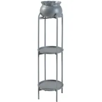 [en.casa] Blumenständer Altena 94,5 x 27 x 27 cm Grau