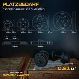 trex sport Hantelset Kurzhanteln 2er Set 20 kg schwarz