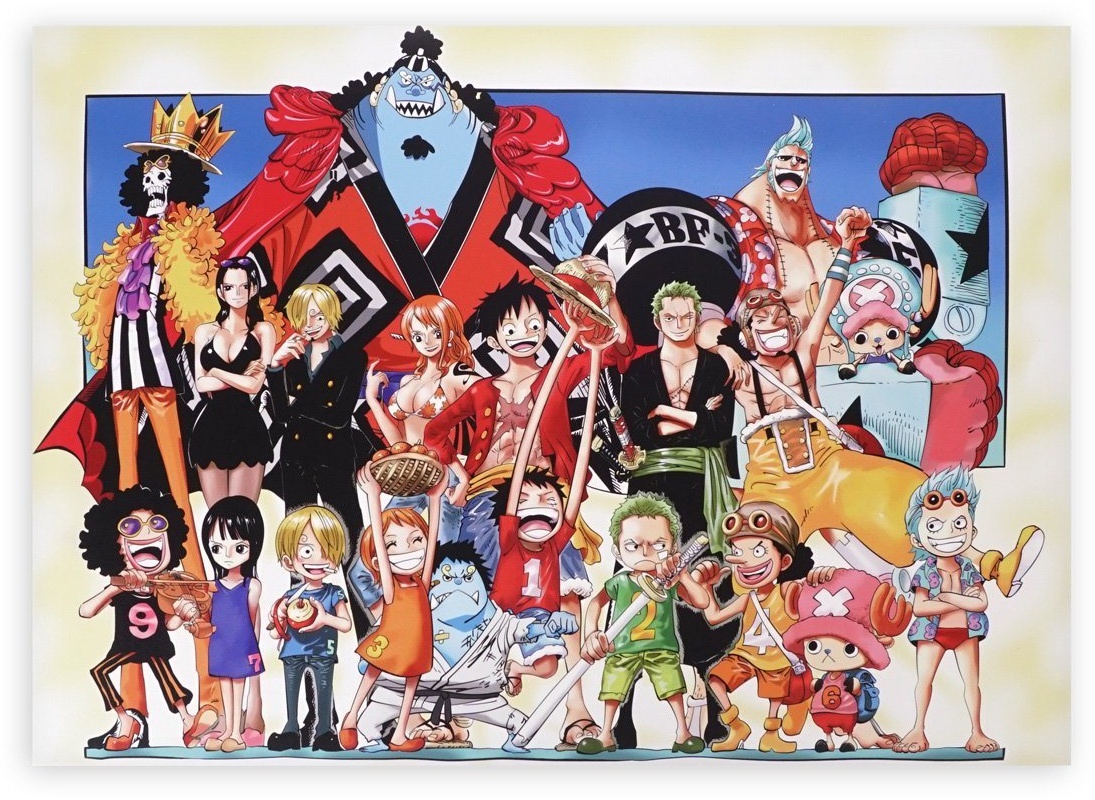 GalaxyCat Poster Hochwertiges One Piece Wandbild auf Hartschaumplat, Strohhutbande, Strohhutbande Wandbild bunt