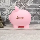 Personalisiertes Sparschwein mit Namen, unzerbrechliche Kunststoff-Spardose, Münzbank für Mädchen und Jungen, mittelgroße Sparschweine, Geschenke für Geburtstag, Ostern, Weihnachten (Rosa, groß)