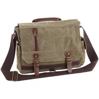 Xcase Canvas Laptoptasche: Geräumige Canvas-Retro-Umhängetasche für Notebooks bis 33 cm/13", Oliv (Herrentasche, Aktentasche, Dokumentenmappe)