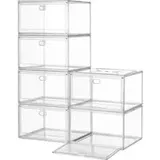 Schuhboxen 6er Set, Stapelbar mit Magnettür, 36 x 27 x 21 cm