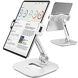 AboveTEK ipad Ständer Faltbar Tablet Ständer 4-11" Tablet Halter Schwarz 360°Swivel Halter Handy Ständer für Tablet iPad Pro Mini iPhone Kindle POS Büro Küche (WEIß)