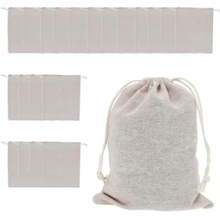 WITGIFT 20 Stücke Baumwollsäckchen Stoffbeutel Klein, 20x15cm Stoffbeutel Mit Kordelzug Kleine Stoffsäckchen Beutel Klein Jutesack Kleine Säckchen Zum Befüllen Wiederverwendbar