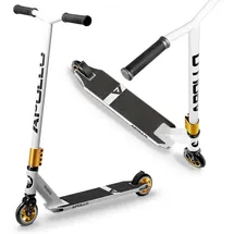 Apollo Stunt Scooter - Star Pro | HighQuality eloxierter Profi Stuntroller | Kinder Scooter mit ABEC 9 Kugellagern, 100mm Wheels | weiß/gold