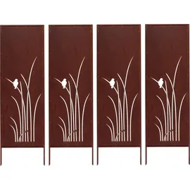 kapaga Sichtschutz Metall 160 x 50 cm Edelrost 4 St.