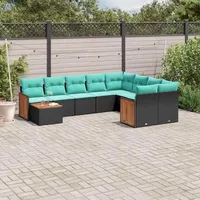 vidaXL Gartensofa-Set 10-tlg. schwarz