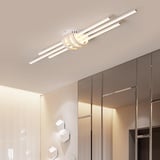 LED Deckenlampe Modern Linie Design Flurlampe Dimmbar mit Fernbedienung Wohnzimmer Deckenleuchte für Schlafzimmer Wohnzimmer Flur Küche Büro (Weiß, L110cm)