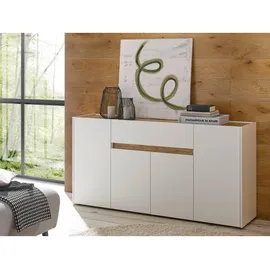 furn.design Sideboard, Weiß, Eiche Wotan, Holz, Nachbildung,Eiche, Uni, Holz Optik, 3 Fächer, 1 Schubladen, 170x87x40 cm, Wohnzimmer, Kommoden & Sideboards, Sideboards