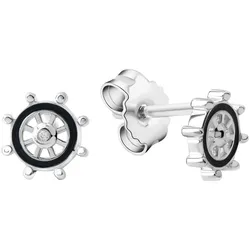 Paar Ohrstecker FIRETTI "Schmuck Geschenk Silber 925 Ohrschmuck Ohrringe Steuerrad", weiß (silberfarben, schwarz, kristallweiß, kristallweiß), Ohrringe, Damen, Silber 925 (Sterlingsilber), mit Zirkonia (synth.)