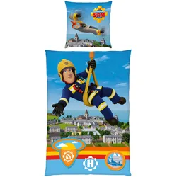 Herding Feuerwehrmann Sam Flanell Wende-Bettwäsche 80x80 / 135x200 cm, mehrfarbig