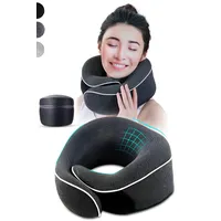 AIRTH® 360° Memory-Foam Reise-Nackenkissen mit smartem Klettverschluss - Ergonomisch stützendes Nackenhörnchen mit waschbarem Bezug für ultimativen Komfort und Entspannung