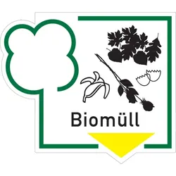 Abfallkennzeichen, Biomüll, Folie - 250x216 mm Folie selbstklebend