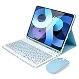 SOPPY iPad Tastatur Hülle mit Maus, Bluetooth Tastatur für iPad Air 5. 2022, iPad Air 4. 2020, iPad Pro 11 Zoll 2022/2021/2020/iPad Pro 2018, abnehmbare Tastaturhülle, Blau