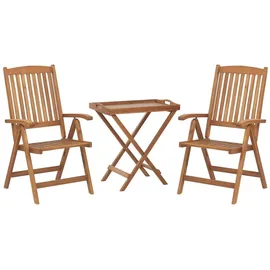 Beliani Balkonset Hellbraun Akazienholz 2-Sitzer klappbar verstellbar Auflagen Cremeweiß rechteckiger Tisch Rustikal Landhaus Stil Outdoor - Braun/Weiß