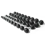 Olive Gummi-hex-hantelset 1 Bis Paare 10kg - Black / Chrome - 1 to 10 kg