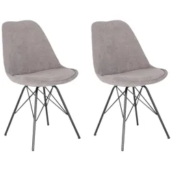 byLIVING Esszimmerstuhl RICA, 2-er Set, Cordbezug grau, Gestell Metall schwarz