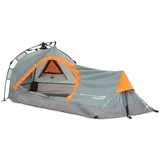 Lumaland Pyramidenzelt Solo-Zelt Pop Up Wurfzelt für 1-Person, Rechteck 225x100x57 Camping Festival wasserdicht grau