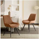 HawthyHome Esszimmerstuhl bequeme Polsterstühle Küchenstuhl (2 St), mit Rückenlehne Metallbeine, 2er Set braun